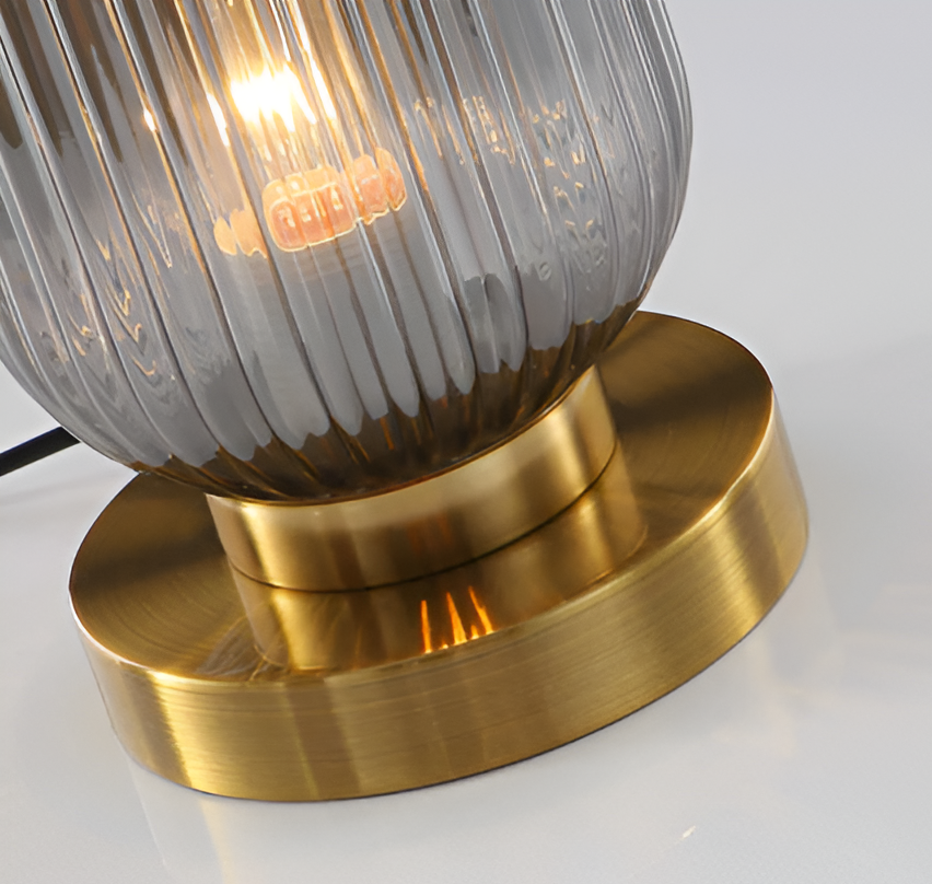 Ribbed Glass Scandinavian Table Lamp with Warm LED Light