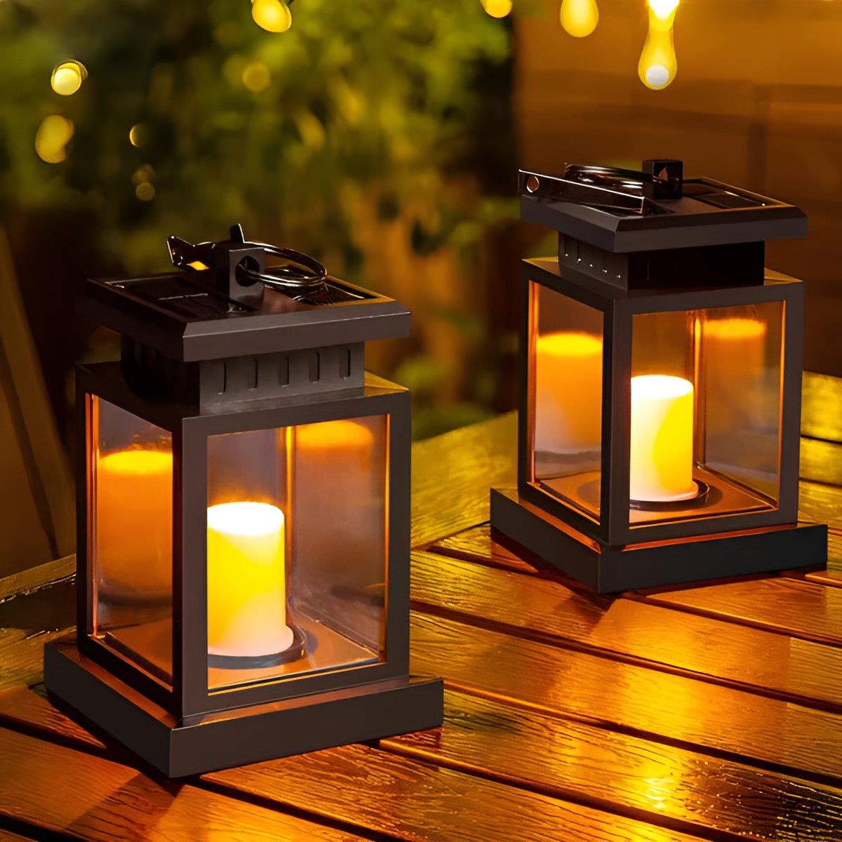 Solar-Powered LED Lantern with Dual Panels