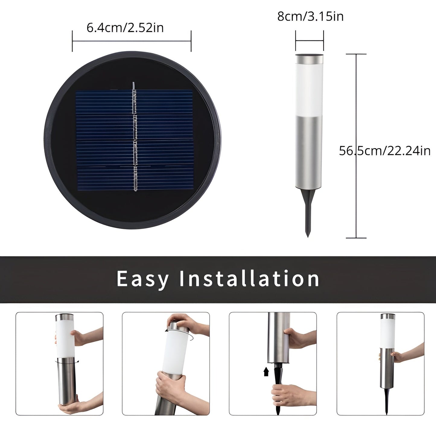 Stainless Steel Solar Post Light with Automatic Sensor