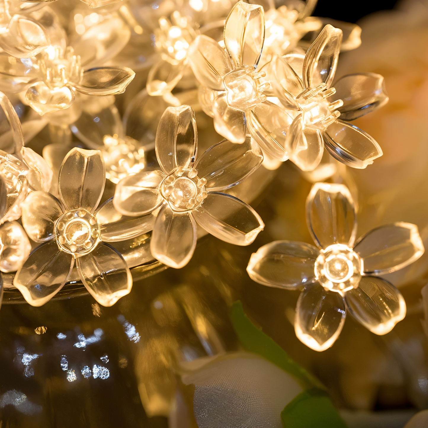 LED Decorative String Lights - Warm White Orbs, Flowers, Stars, Snowflakes