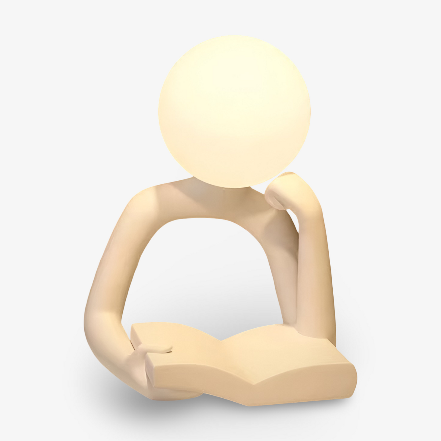 Sculptural Thinking Figure Table Lamp with Soft LED Light