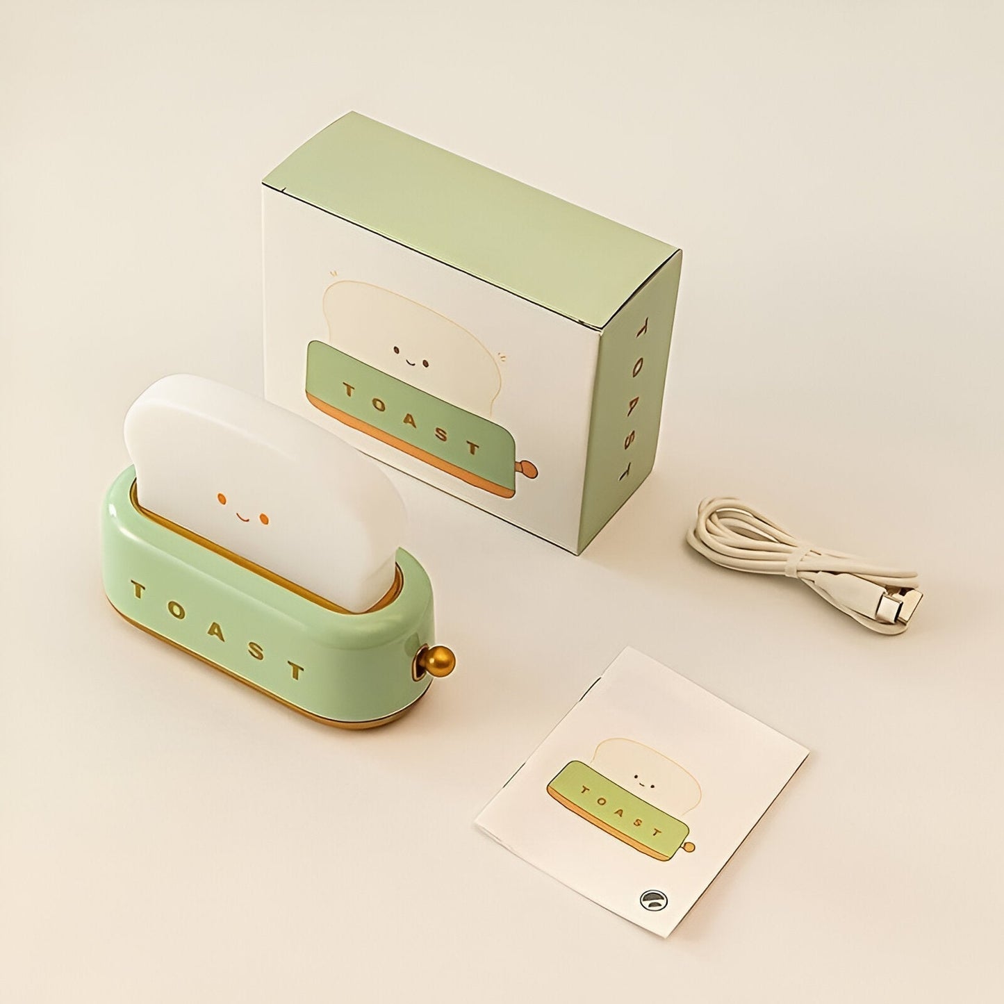 Toaster-Shaped Portable Table Lamp with Dimmable LED and USB Charging Port