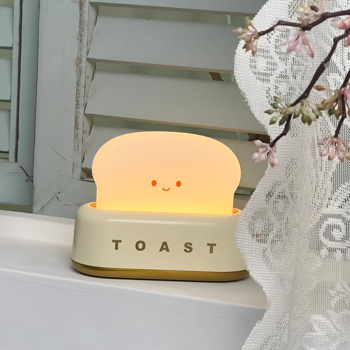 Toaster-Shaped Portable Table Lamp with Dimmable LED and USB Charging Port