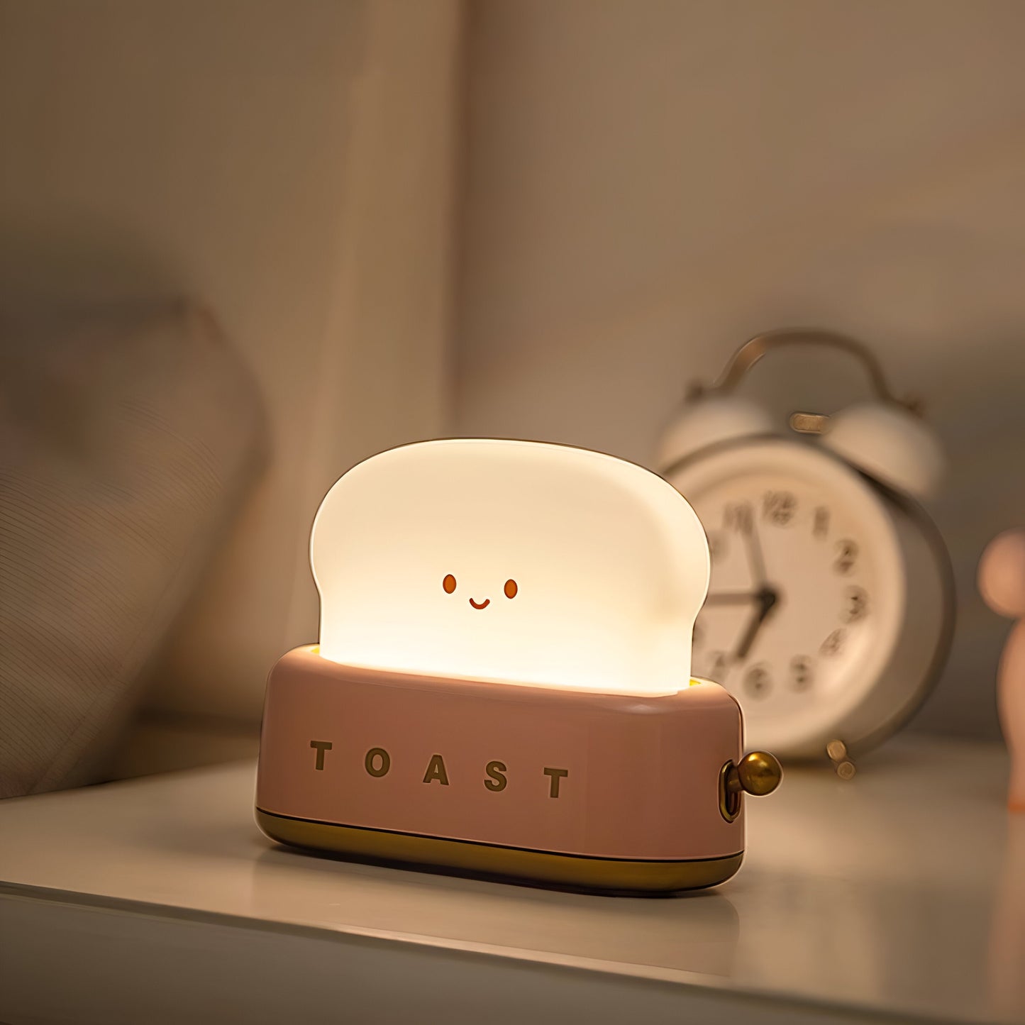 Toaster-Shaped Portable Table Lamp with Dimmable LED and USB Charging Port