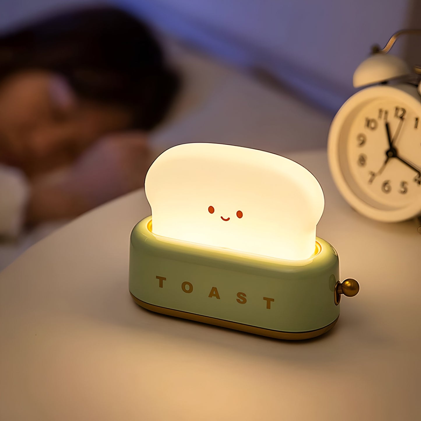 Toaster-Shaped Portable Table Lamp with Dimmable LED and USB Charging Port