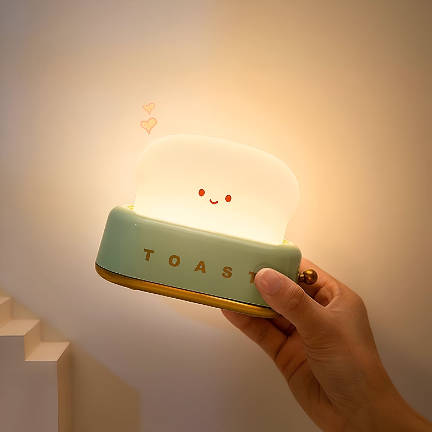 Toaster-Shaped Portable Table Lamp with Dimmable LED and USB Charging Port
