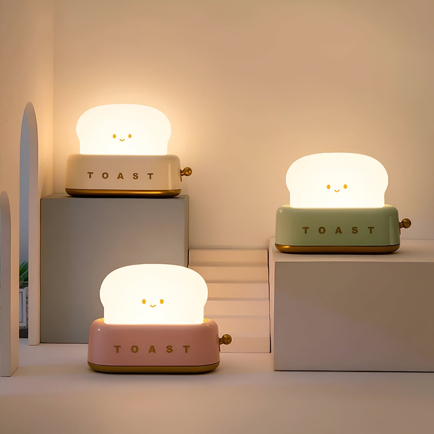 Toaster-Shaped Portable Table Lamp with Dimmable LED and USB Charging Port