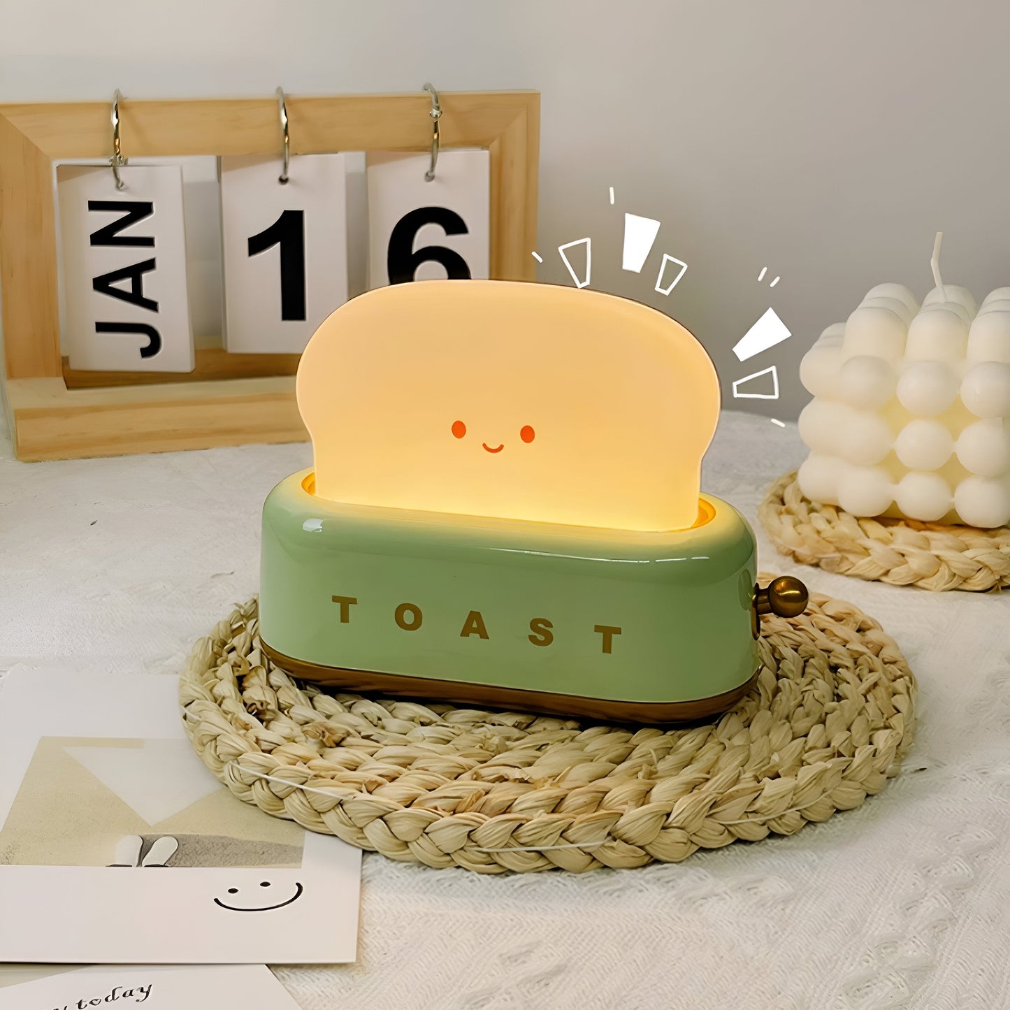 Toaster-Shaped Portable Table Lamp with Dimmable LED and USB Charging Port