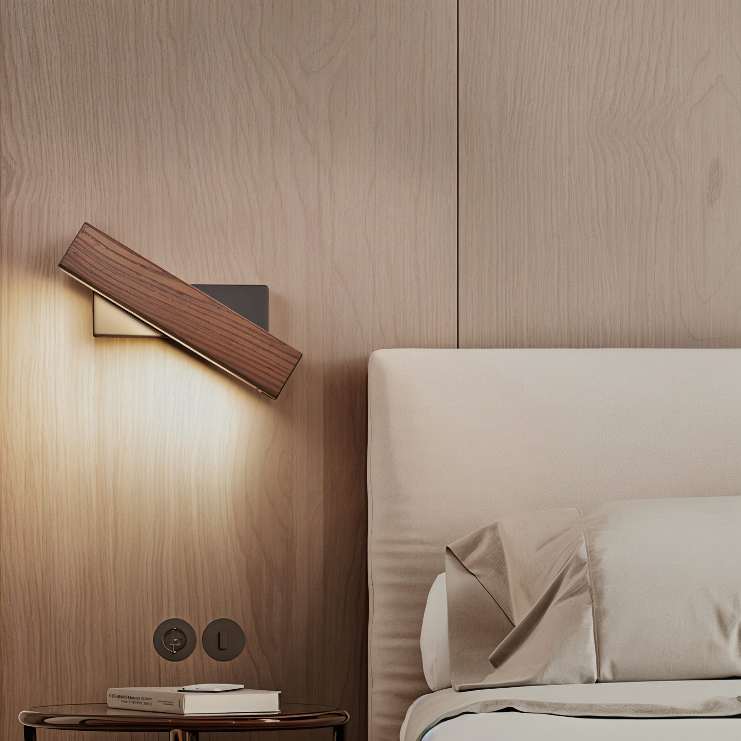 360° Rotatable LED Wall Lamp in Wood and Iron