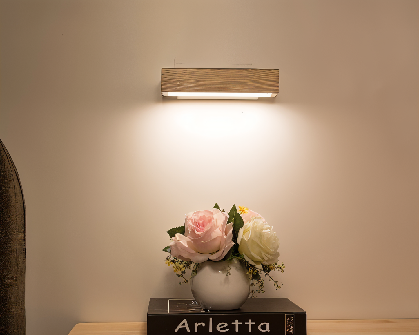 360° Rotatable Wood and Iron LED Wall Lamp
