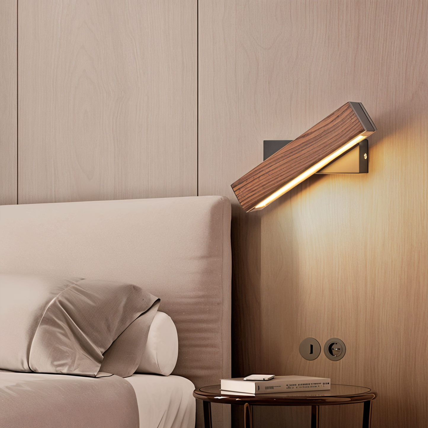 360° Rotatable Wood and Iron LED Wall Lamp