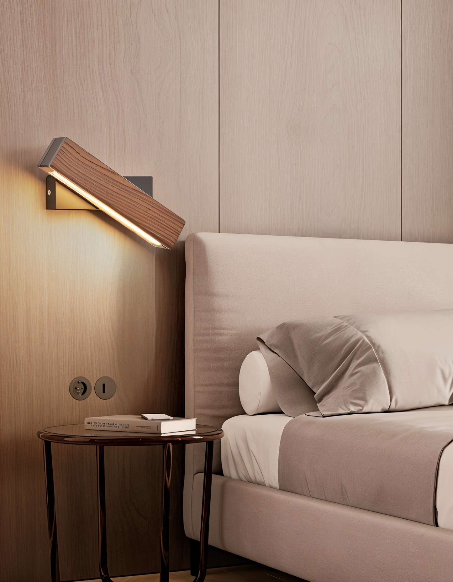360° Rotatable LED Wall Lamp in Wood and Iron
