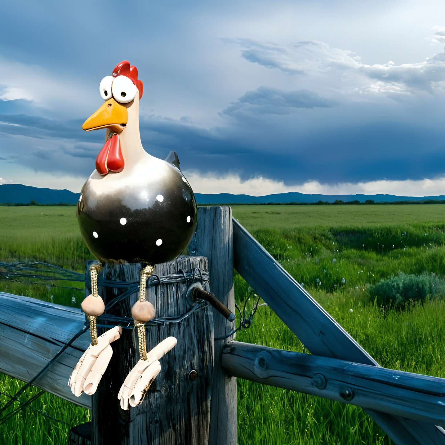 Large Weatherproof Resin Chicken Statue with Big Eyes for Garden Decor