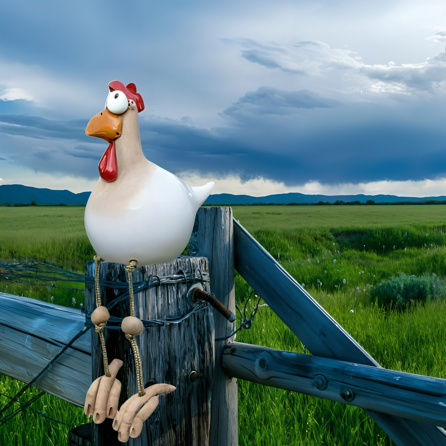 Large Weatherproof Resin Chicken Statue with Big Eyes for Garden Decor