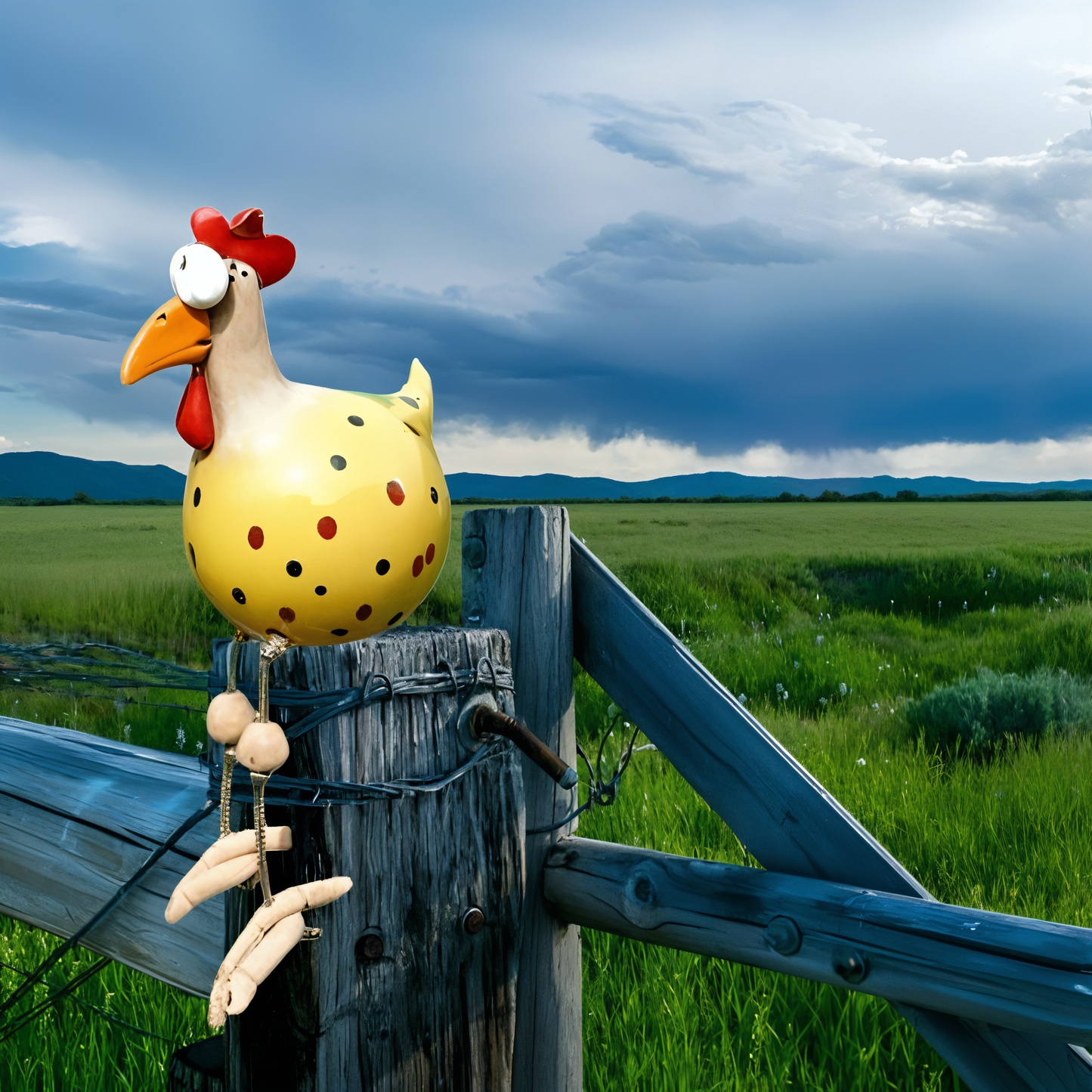 Large Weatherproof Resin Chicken Statue with Big Eyes for Garden Decor