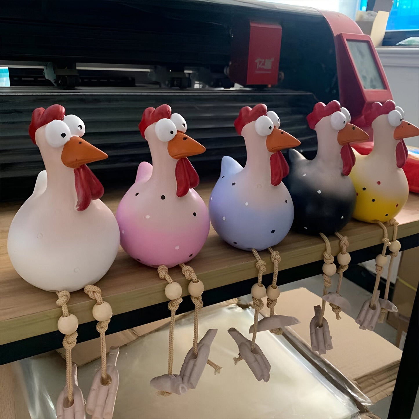 Large Weatherproof Resin Chicken Statue with Big Eyes for Garden Decor