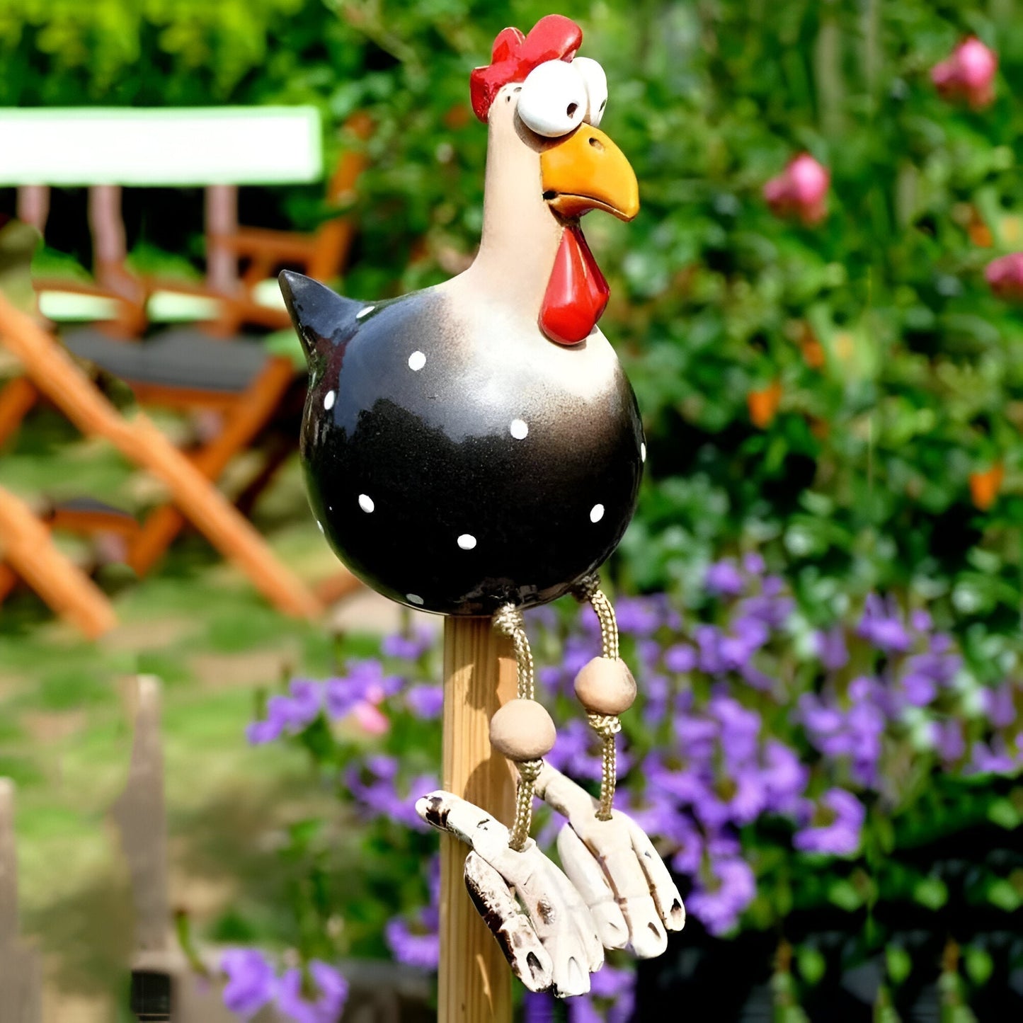 Large Weatherproof Resin Chicken Statue with Big Eyes for Garden Decor