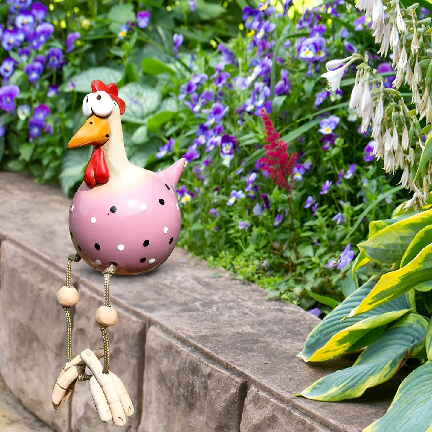 Large Weatherproof Resin Chicken Statue with Big Eyes for Garden Decor