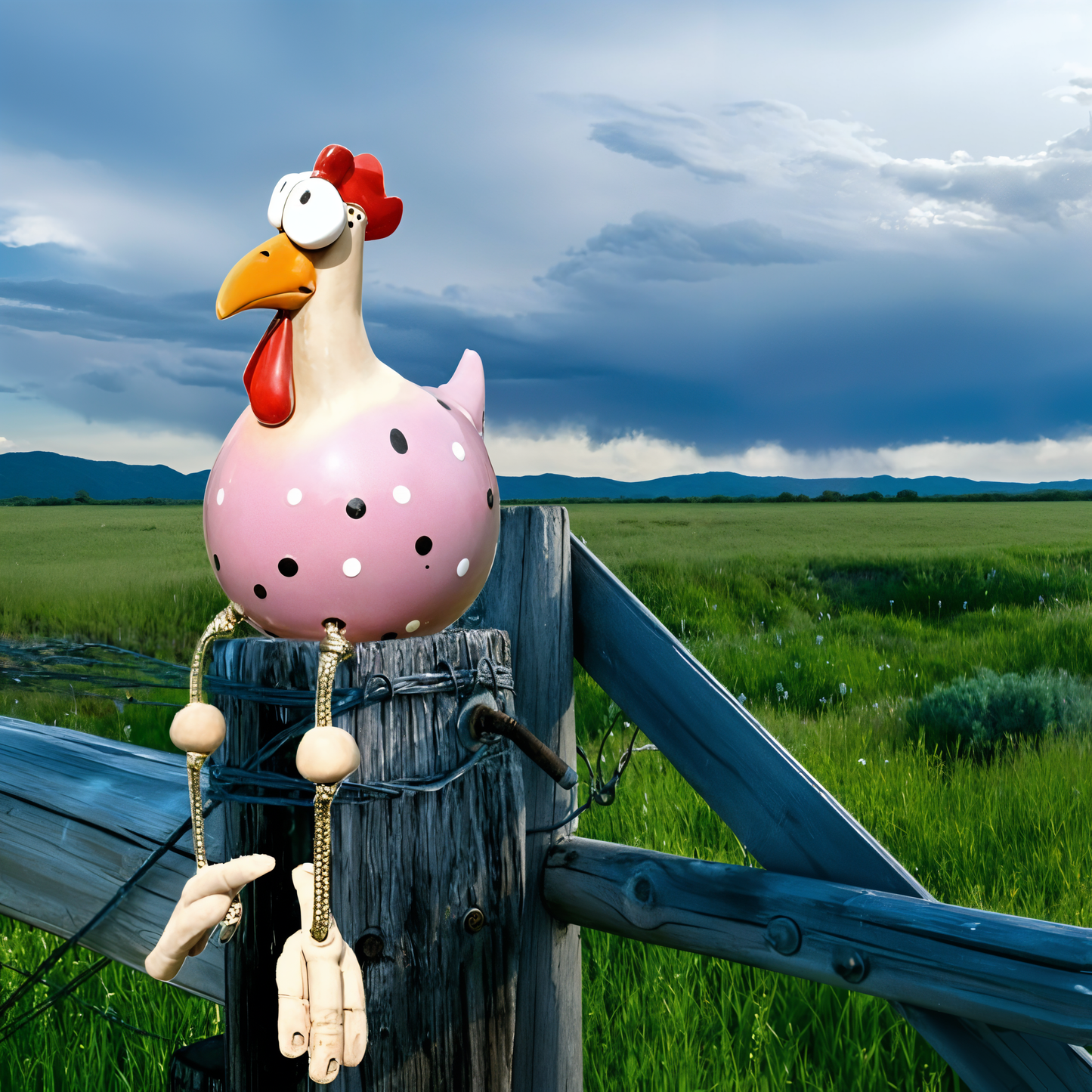 Large Weatherproof Resin Chicken Statue with Big Eyes for Garden Decor