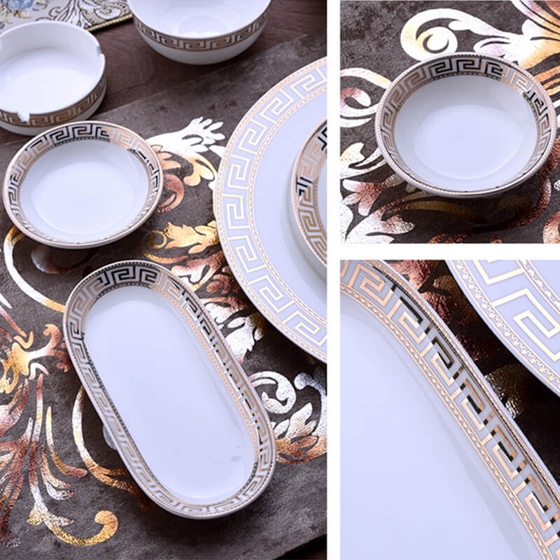 Luxury Gold-Trimmed Ceramic Dinnerware Set