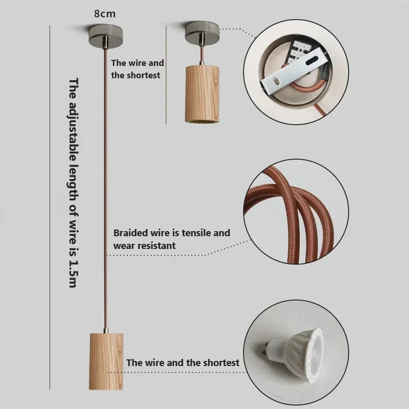 Scandinavian Wooden Pendant Light – Minimalist Natural Wood Design