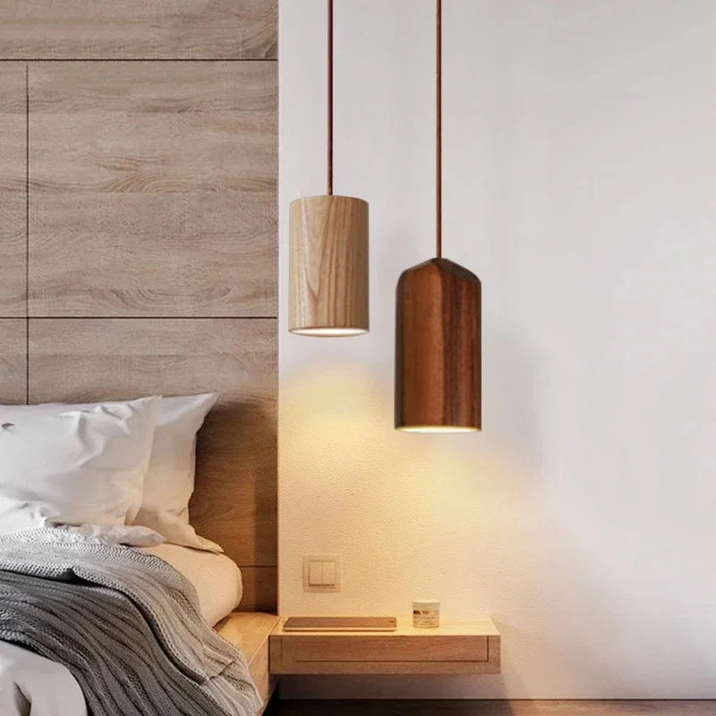 Scandinavian Wooden Pendant Light – Minimalist Natural Wood Design