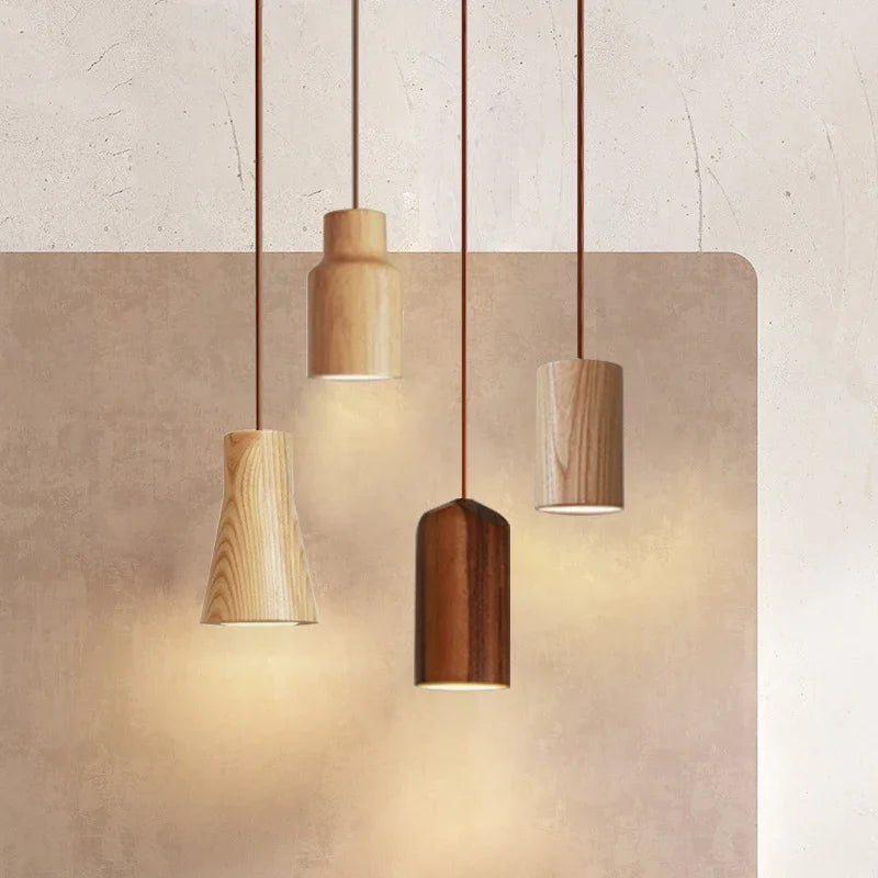 Scandinavian Wooden Pendant Light – Minimalist Natural Wood Design