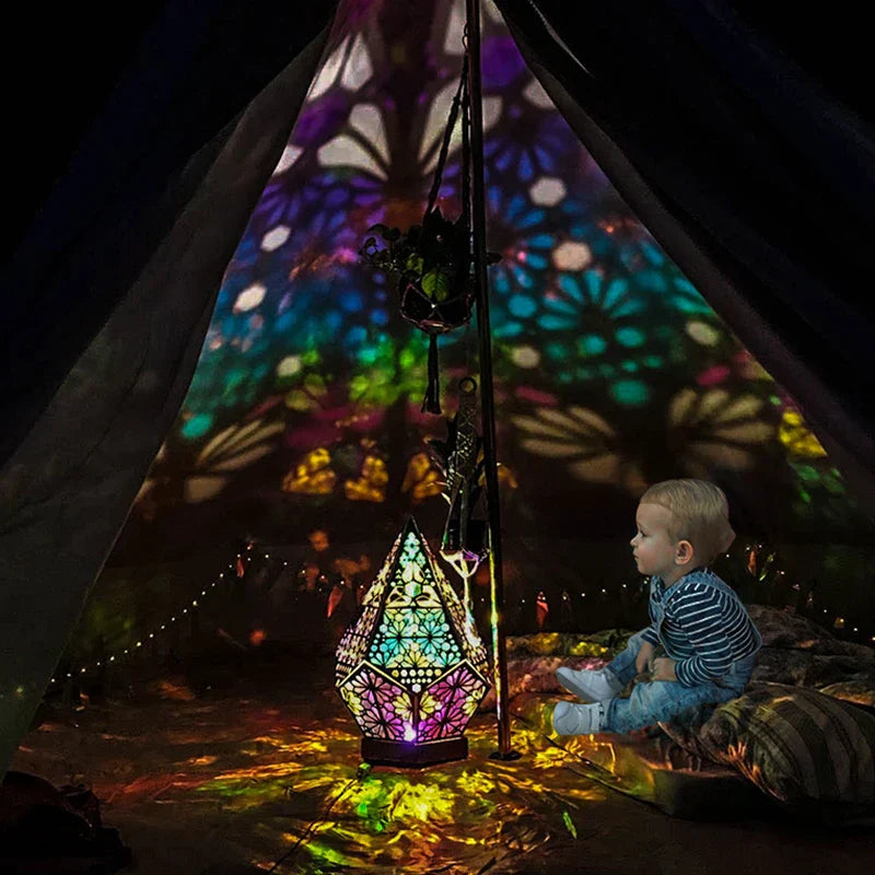 Wood Projection Lamp with Colored LED Night Light