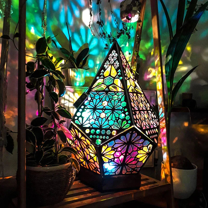 Wood Projection Lamp with Colored LED Night Light