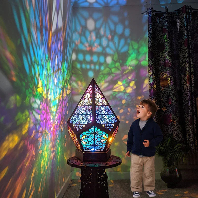 Wood Projection Lamp with Colored LED Night Light