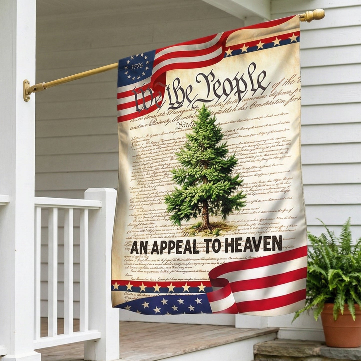 An Appeal to Heaven Pine Tree Flag - Fourth of July Patriotic Canvas Banner