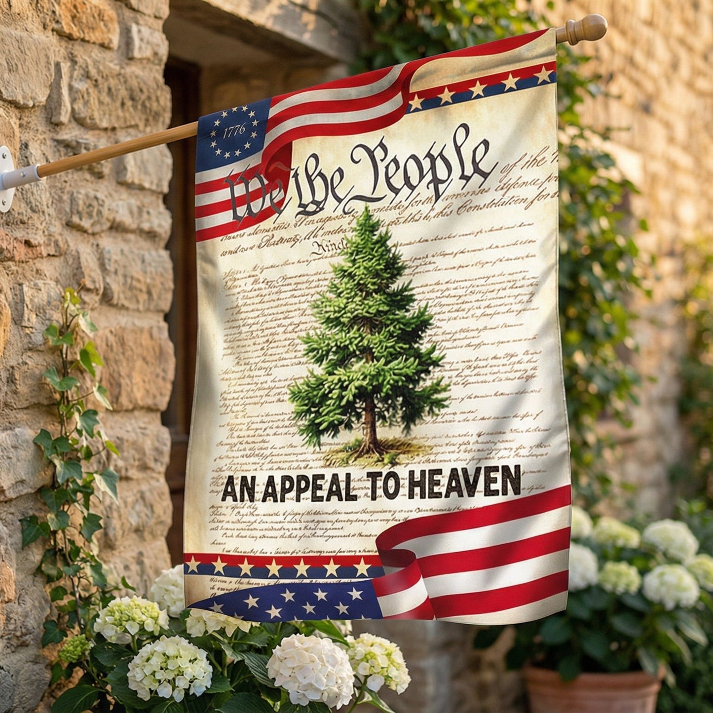 An Appeal to Heaven Pine Tree Flag - Fourth of July Patriotic Canvas Banner