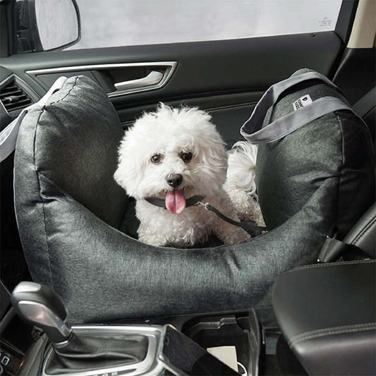 Dog Car Seat Bed with Safety Belt and Non-Slip Base