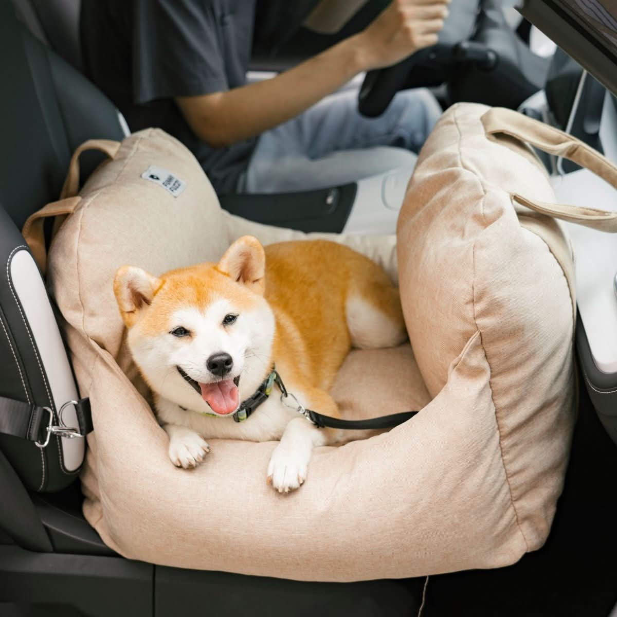 Dog Car Seat Bed with Safety Belt and Non-Slip Base