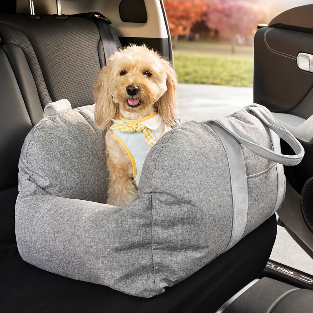 Dog Car Seat Bed with Safety Belt and Non-Slip Base