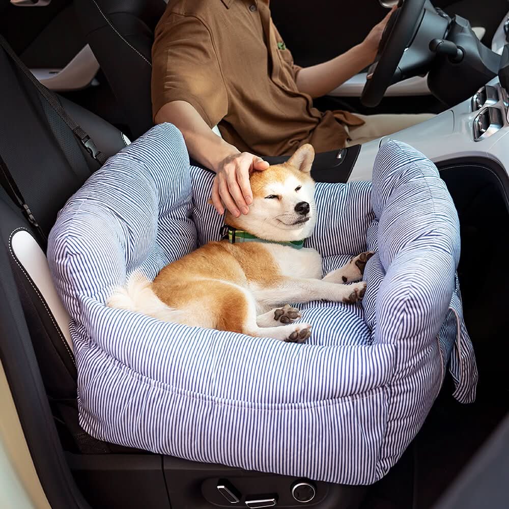 Dog Car Seat Bed with Safety Belt and Non-Slip Base