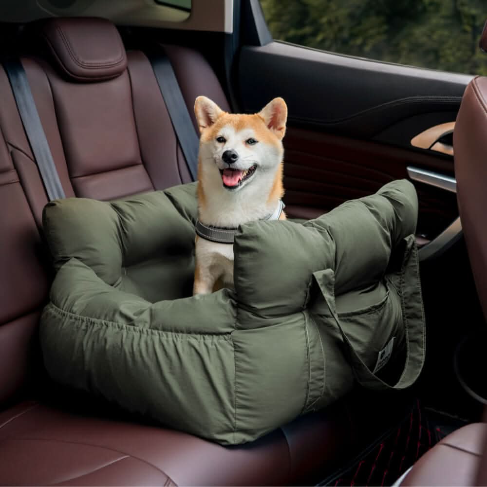 Dog Car Seat Bed with Safety Belt and Non-Slip Base