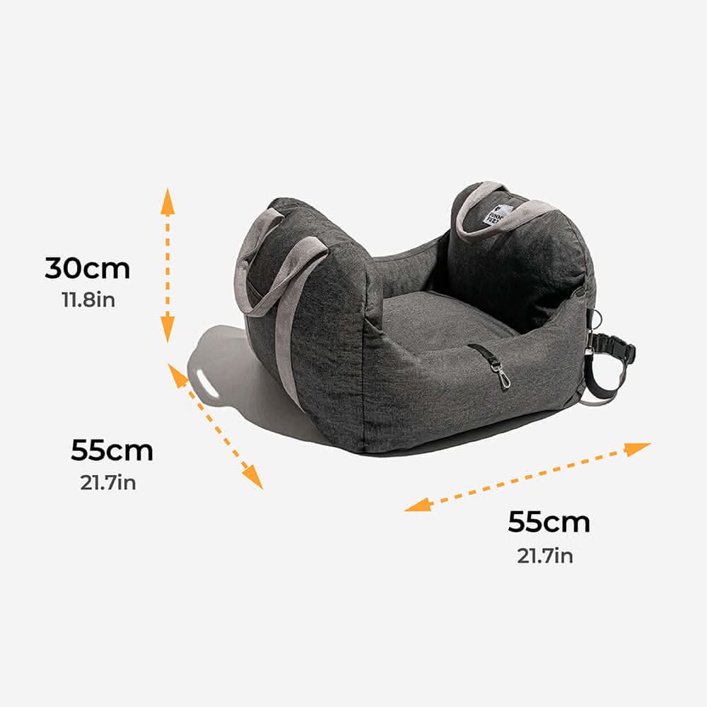 Dog Car Seat Bed with Safety Belt and Non-Slip Base