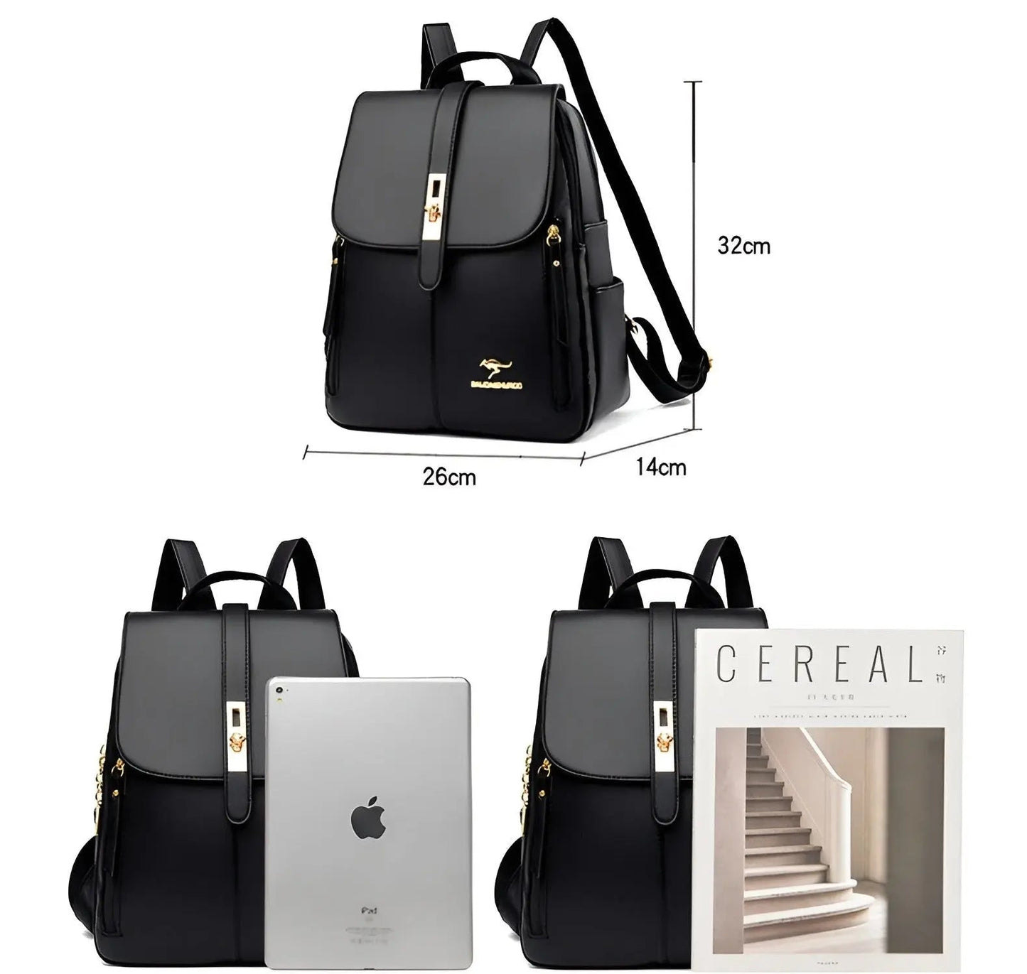 Premium Leather Women's Backpack with Multiple Compartments
