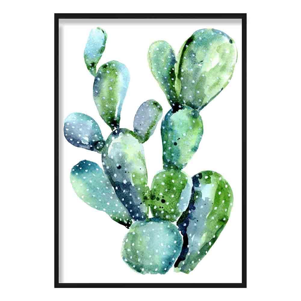 Blue Green Cactus Watercolor Art Print