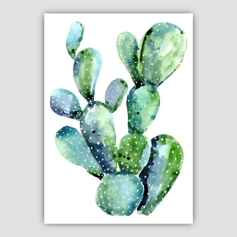 Blue Green Cactus Watercolor Art Print