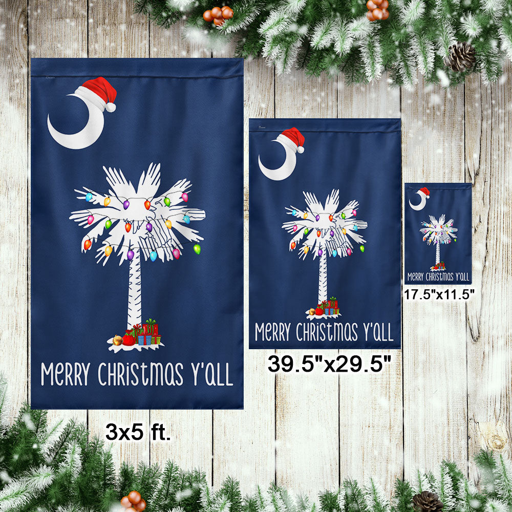 South Carolina Merry Christmas Y'all Flag - Double-Sided Canvas, 3 Sizes