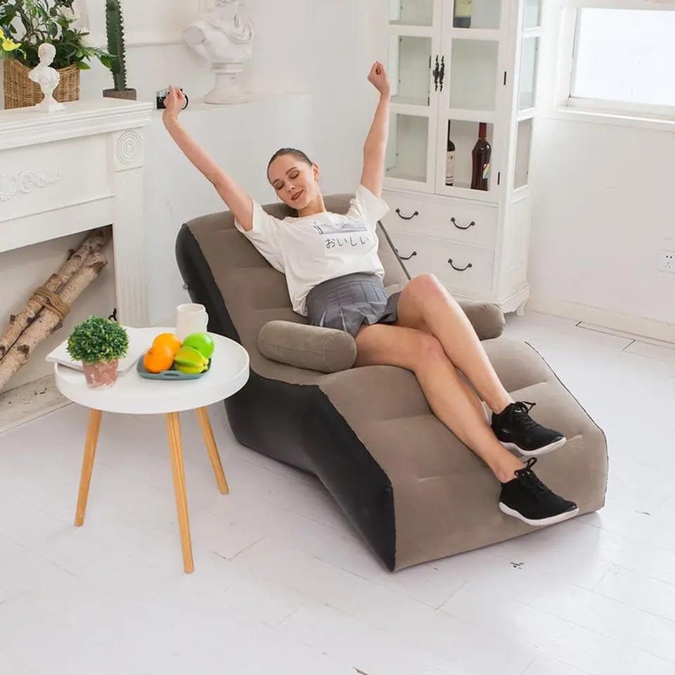 Inflatable Armchair with Armrest and Pump