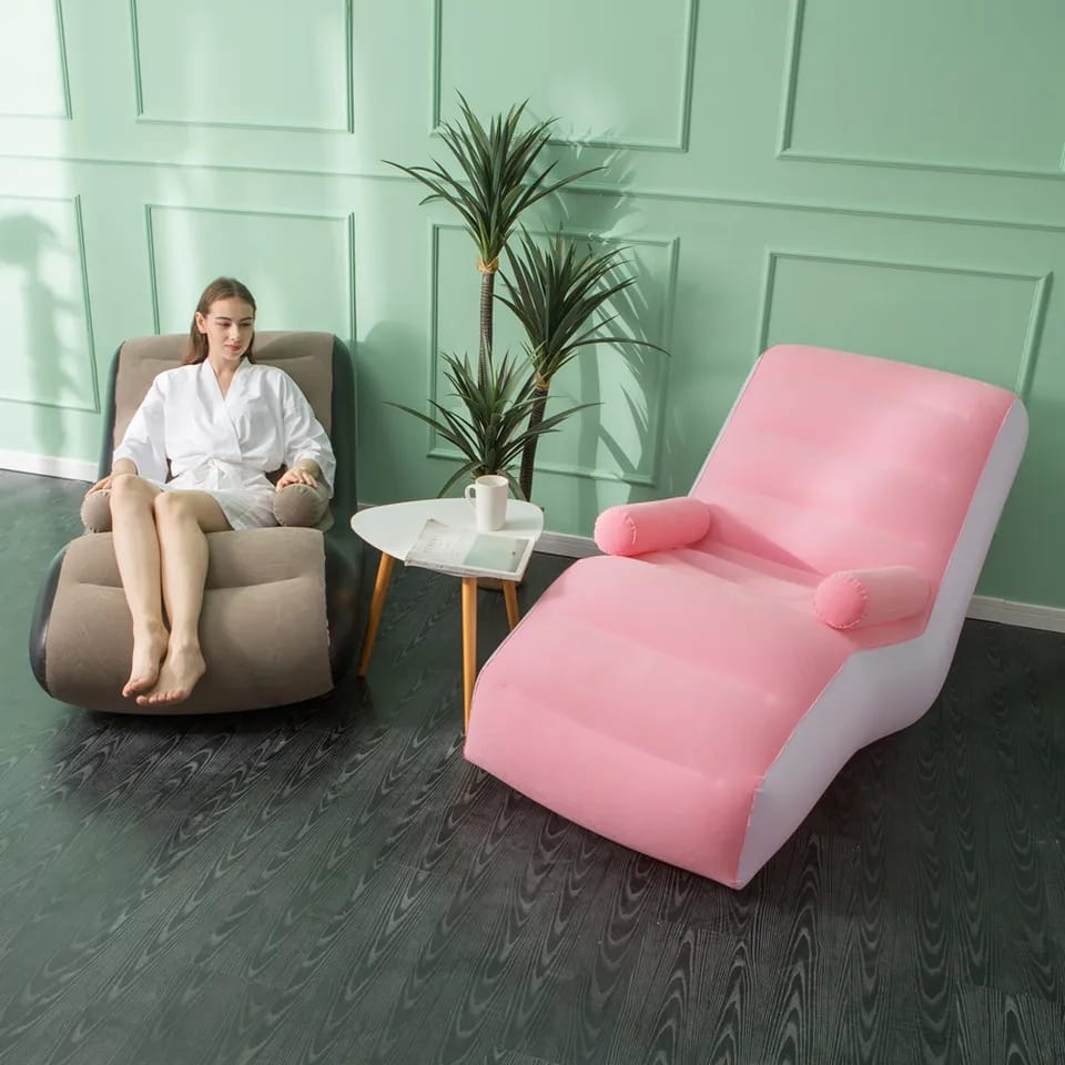 Inflatable Armchair with Armrest and Pump