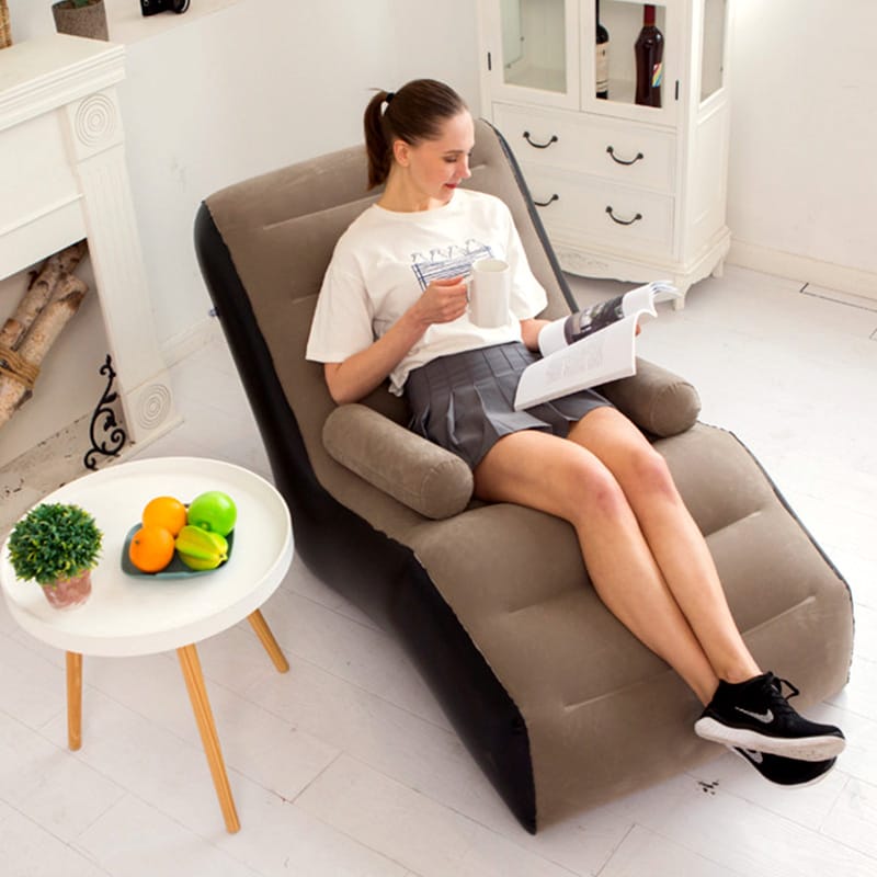 Inflatable Armchair with Armrest and Pump
