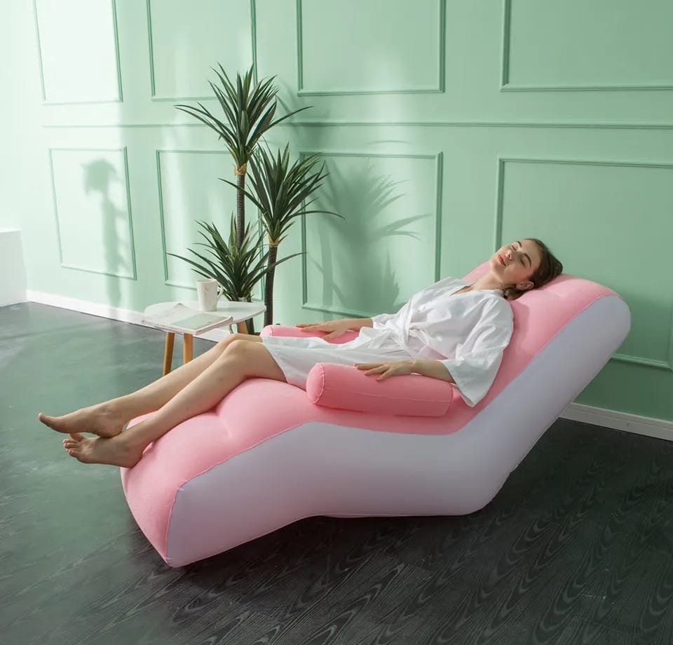 Inflatable Armchair with Armrest and Pump