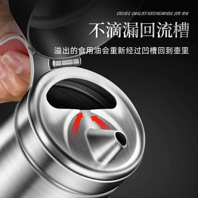 Stainless Steel Oil Dispenser with Leak-Proof Spout, 20 oz
