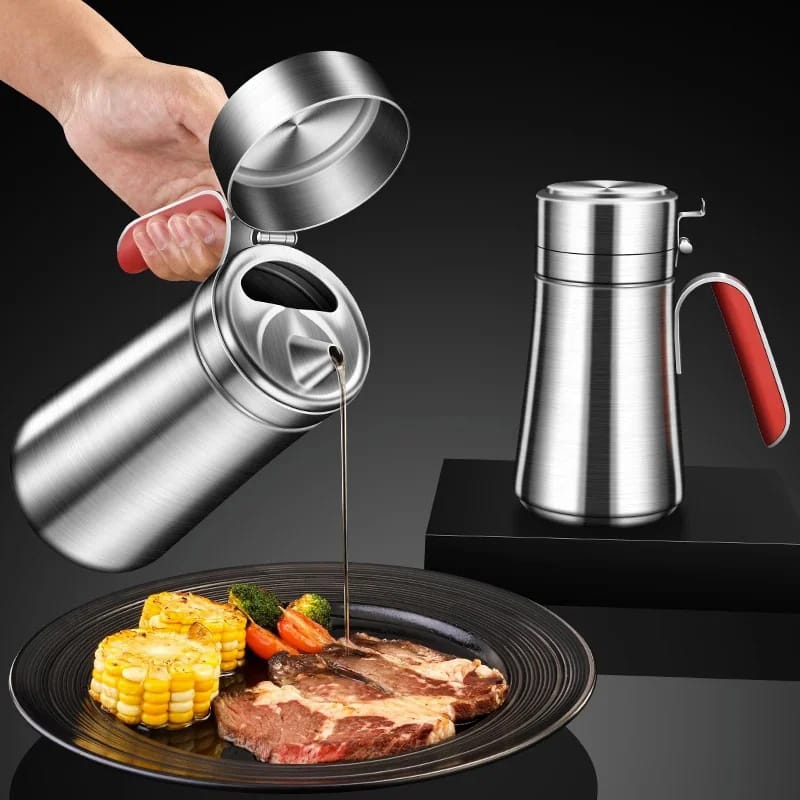 Stainless Steel Oil Dispenser with Leak-Proof Spout, 20 oz