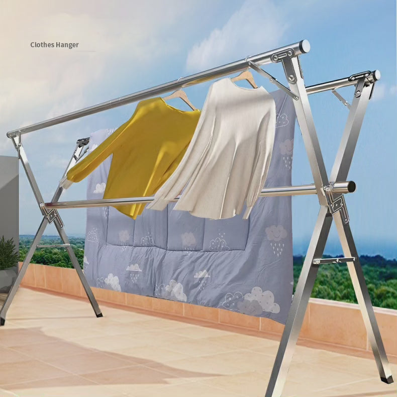 Stainless Steel Foldable Clothes Rack for Indoor and Balcony Use