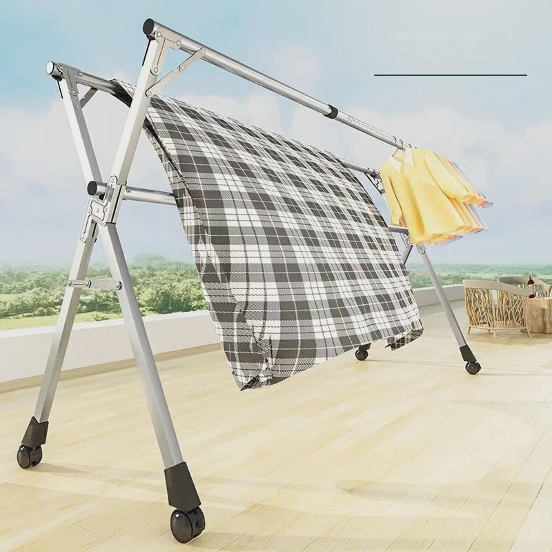 Stainless Steel Foldable Clothes Rack for Indoor and Balcony Use